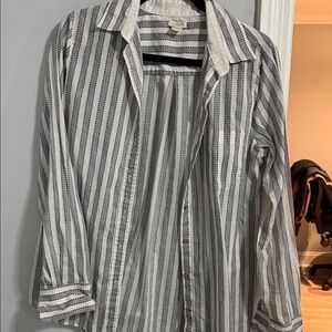 J. Crew White Shirt with Navy Vertical Stripes